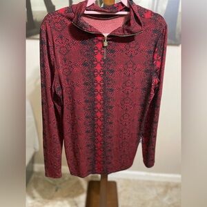 Anne Klein Red and Black Patterned Pullover